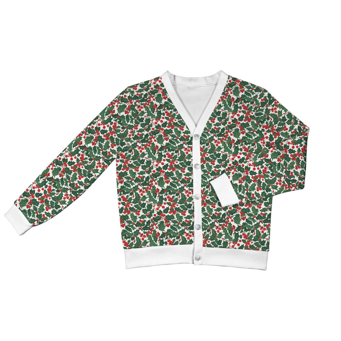 Christmas Holly Women's Cardigan Button Sweater Custom Women's Cardigan (Model H73) - DeRose Seasonal