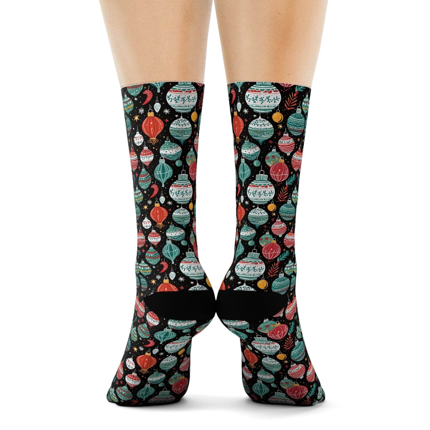 Big Ornament Polyester Christmas Crew Socks 3 sizes - DeRose Seasonal