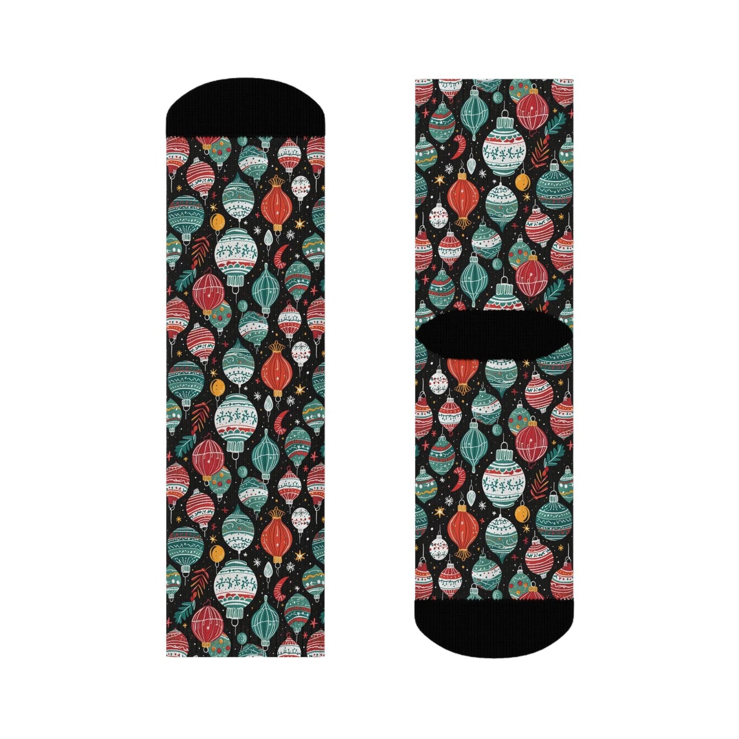 Big Ornament Polyester Christmas Crew Socks 3 sizes - DeRose Seasonal