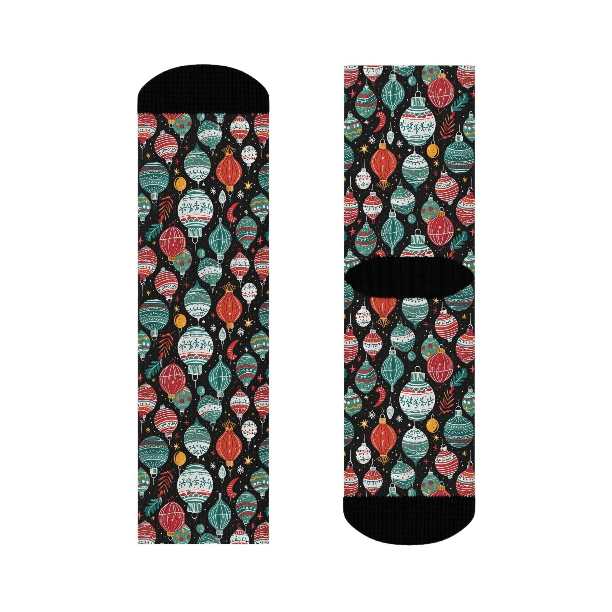 Big Ornament Polyester Christmas Crew Socks 3 sizes - DeRose Seasonal