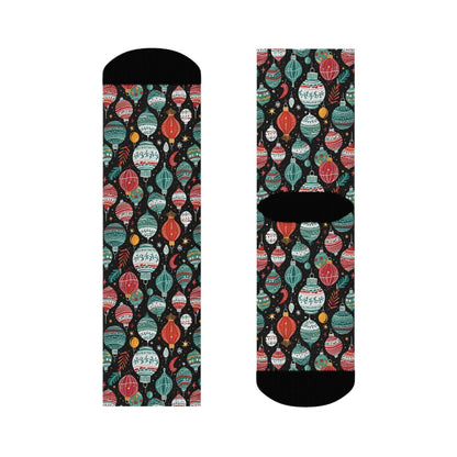 Big Ornament Polyester Christmas Crew Socks 3 sizes - DeRose Seasonal