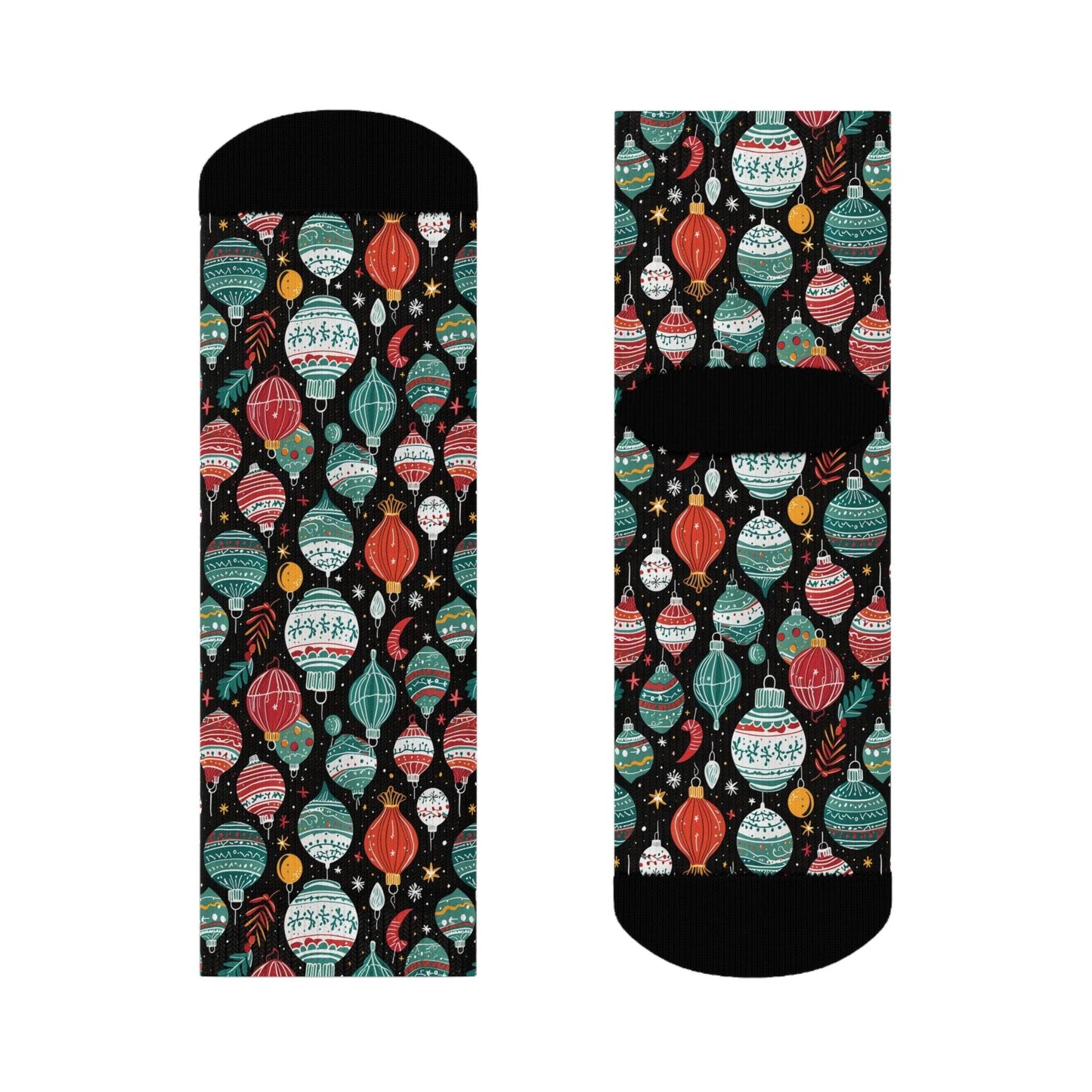Big Ornament Polyester Christmas Crew Socks 3 sizes - DeRose Seasonal