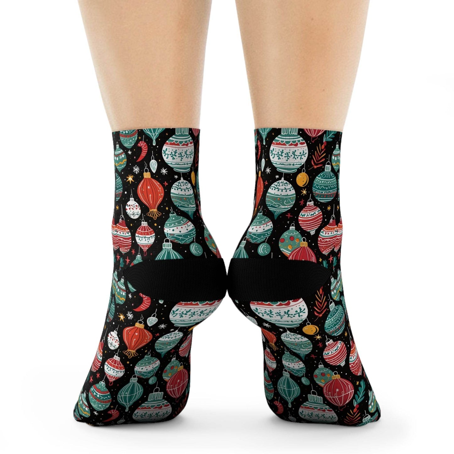 Big Ornament Polyester Christmas Crew Socks 3 sizes - DeRose Seasonal