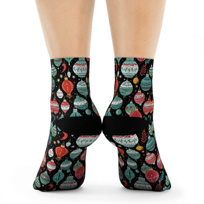 Big Ornament Polyester Christmas Crew Socks 3 sizes - DeRose Seasonal