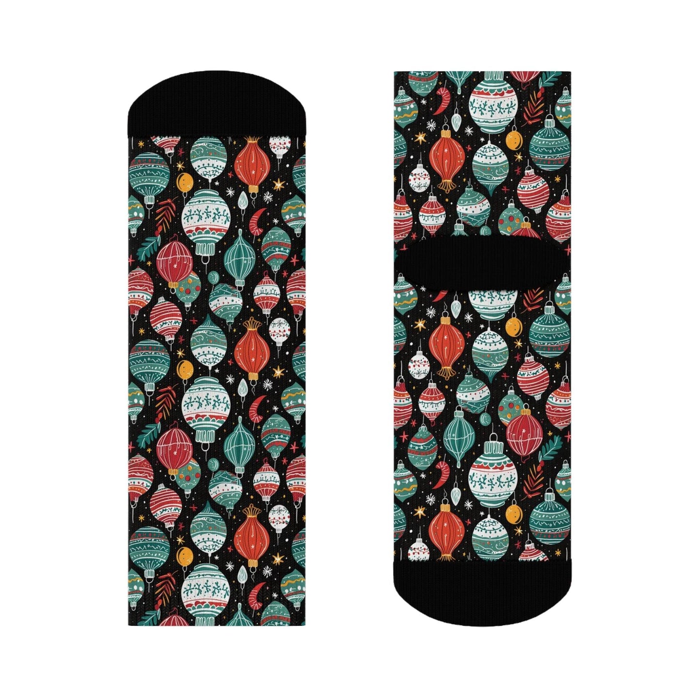 Big Ornament Polyester Christmas Crew Socks 3 sizes - DeRose Seasonal