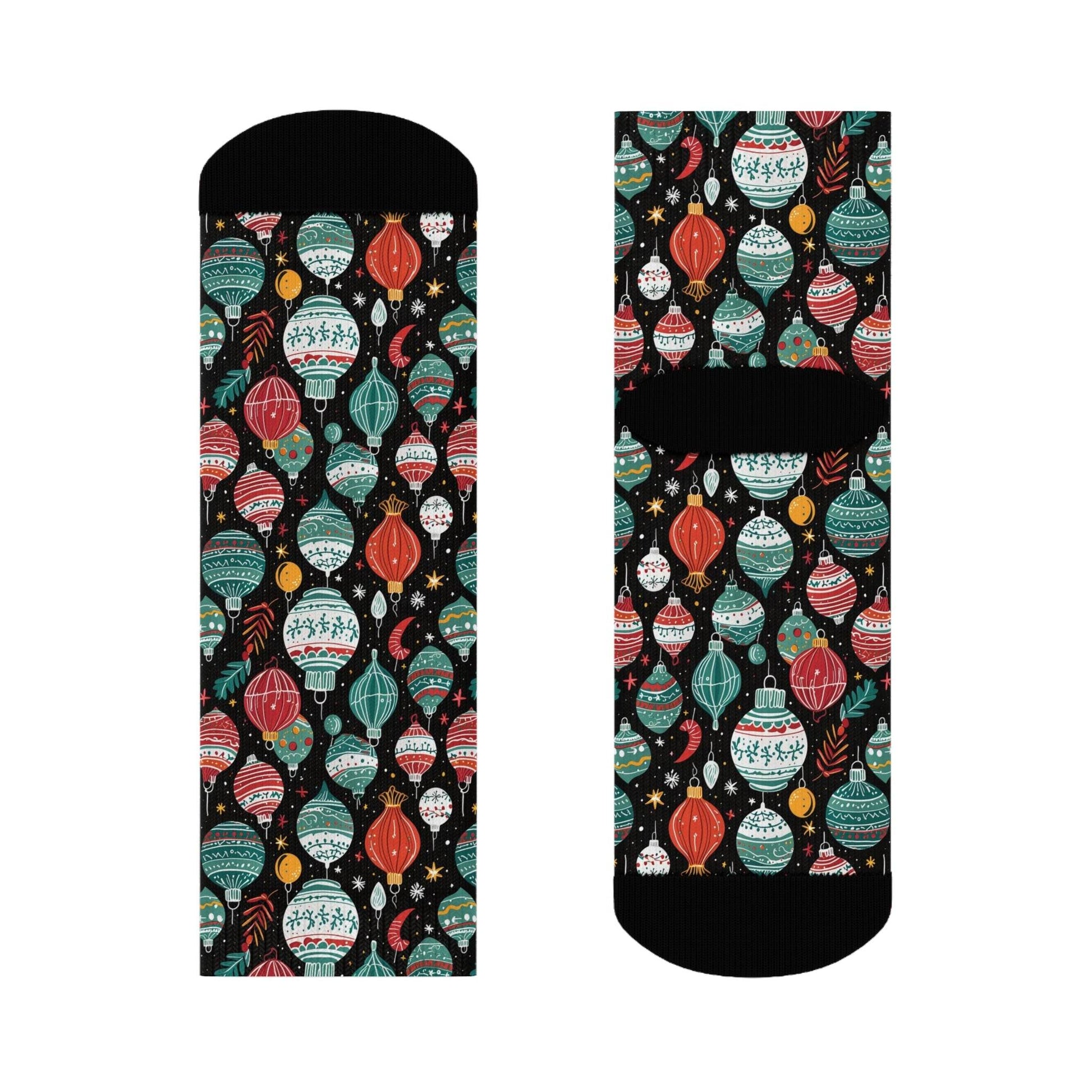 Big Ornament Polyester Christmas Crew Socks 3 sizes - DeRose Seasonal