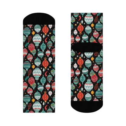 Big Ornament Polyester Christmas Crew Socks 3 sizes - DeRose Seasonal