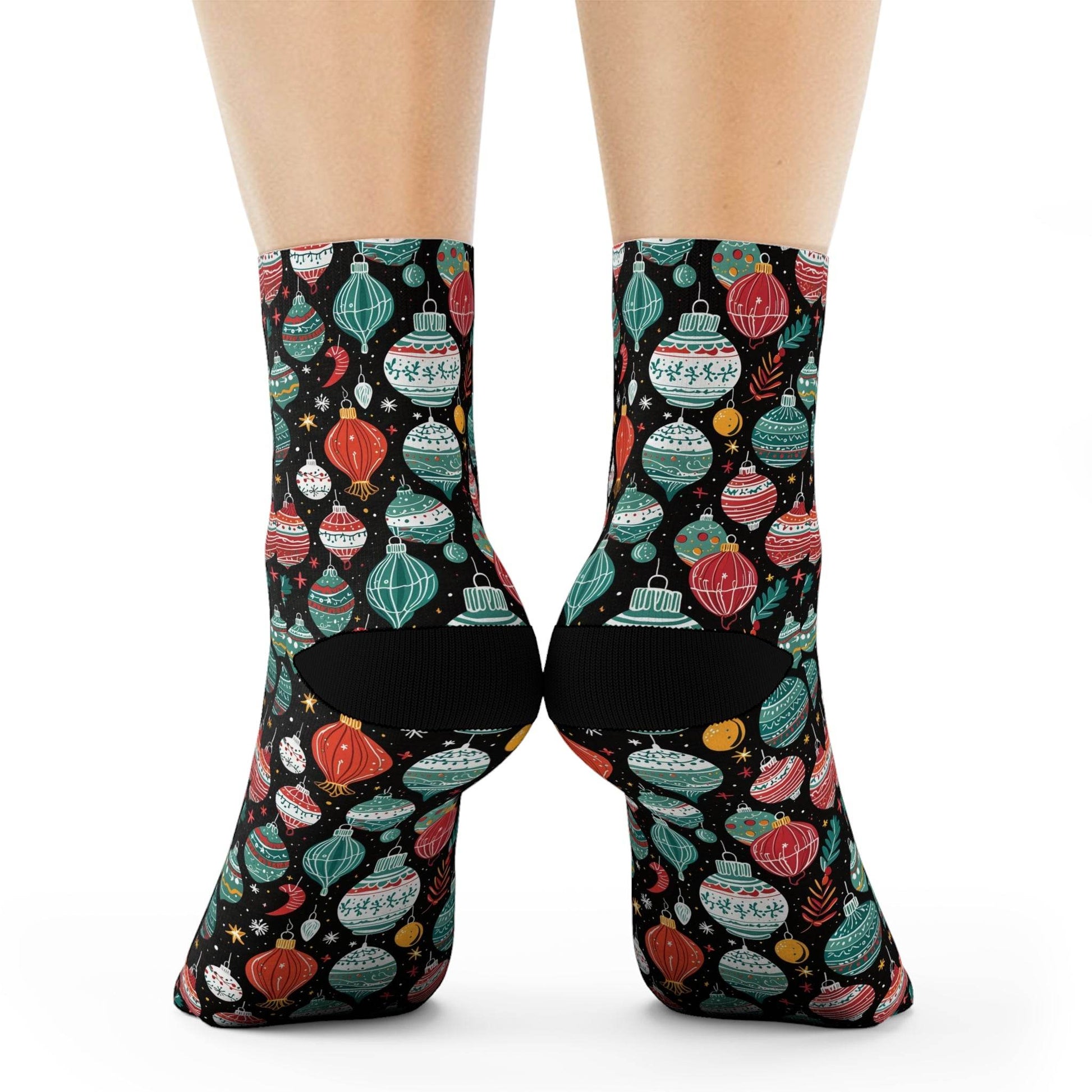 Big Ornament Polyester Christmas Crew Socks 3 sizes - DeRose Seasonal