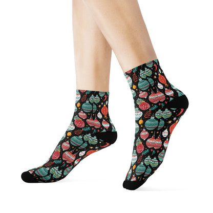 Big Ornament Polyester Christmas Crew Socks 3 sizes - DeRose Seasonal