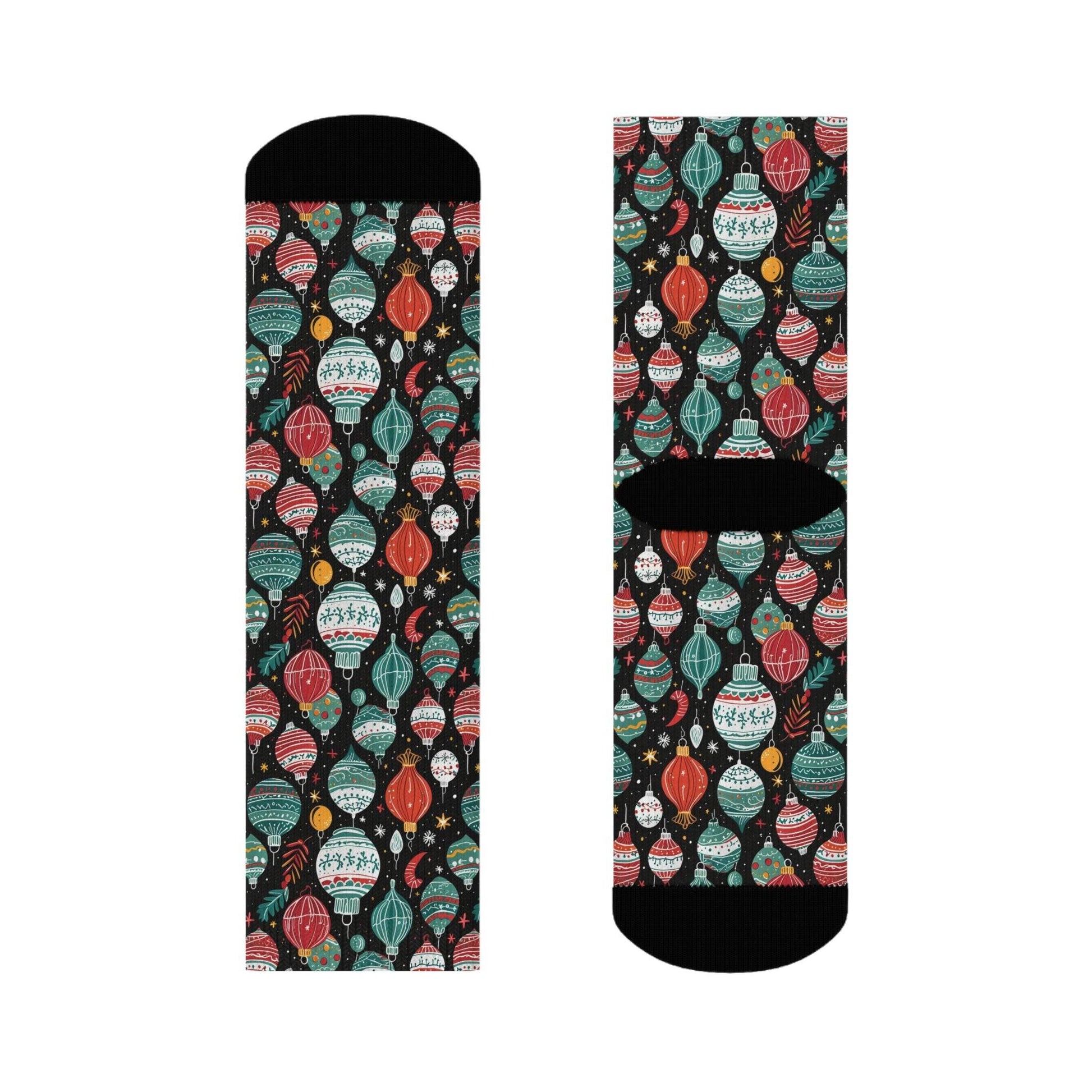 Big Ornament Polyester Christmas Crew Socks 3 sizes - DeRose Seasonal