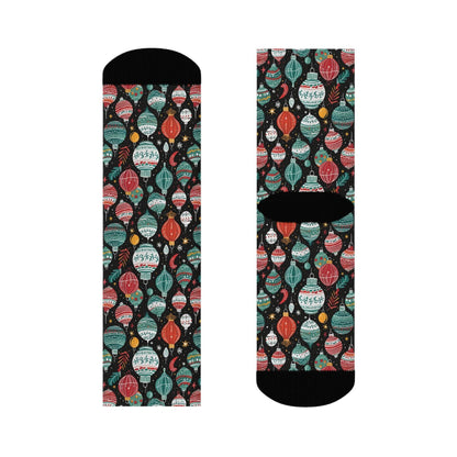 Big Ornament Polyester Christmas Crew Socks 3 sizes - DeRose Seasonal