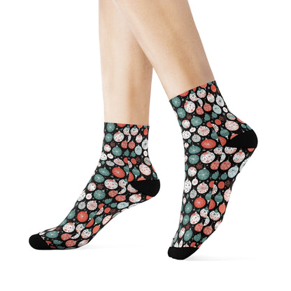 Colorful Ornaments Polyester Christmas Crew Socks 3 sizes - DeRose Seasonal