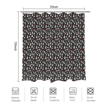 Christmas Tree Bathroom Four-Piece Set (Shower Curtain + Toilet Cover Mat + Toilet Foot Mat + Floor Mat)| Polyester - DeRose Seasonal