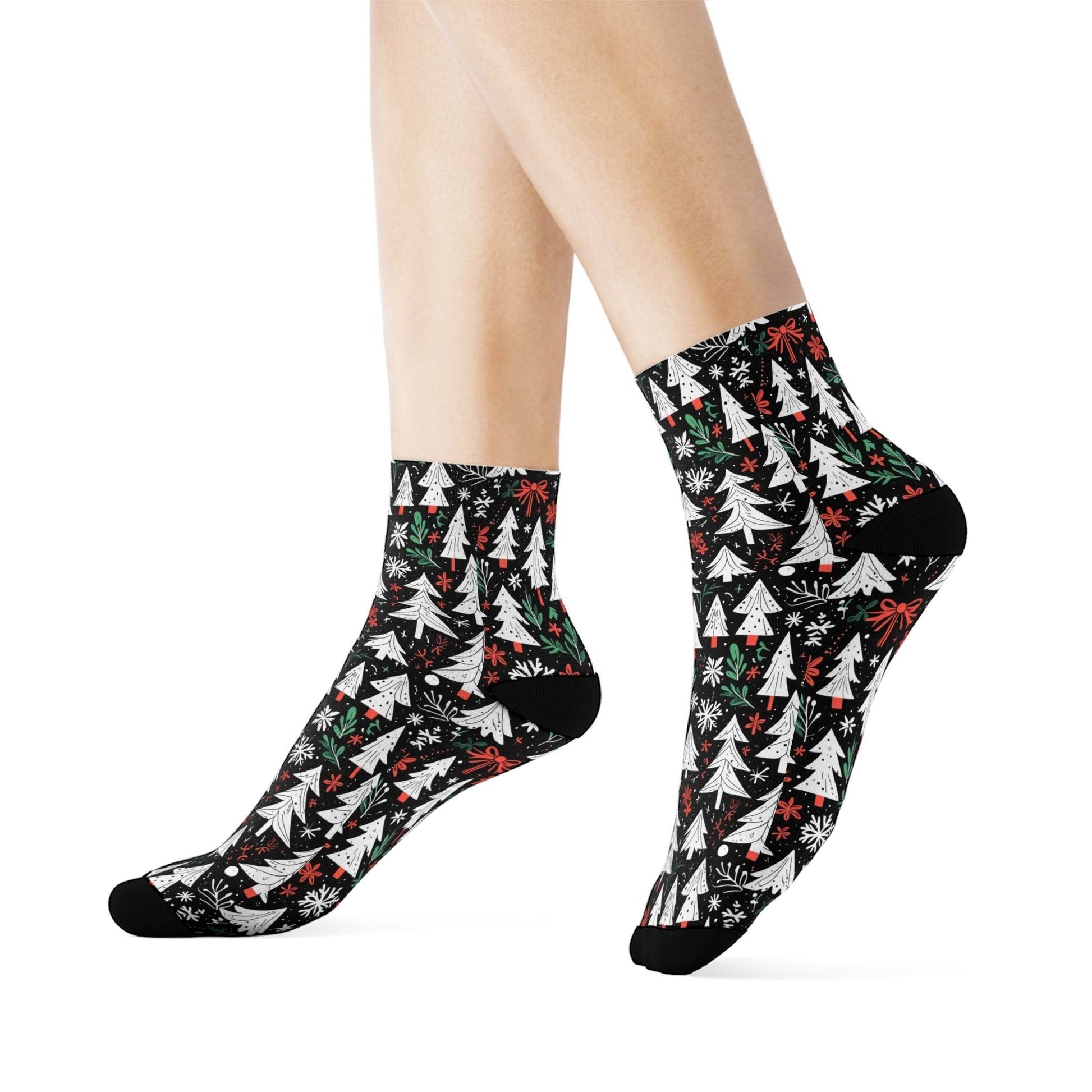 Christmas Tree Polyester Crew Socks 3 sizes - DeRose Seasonal