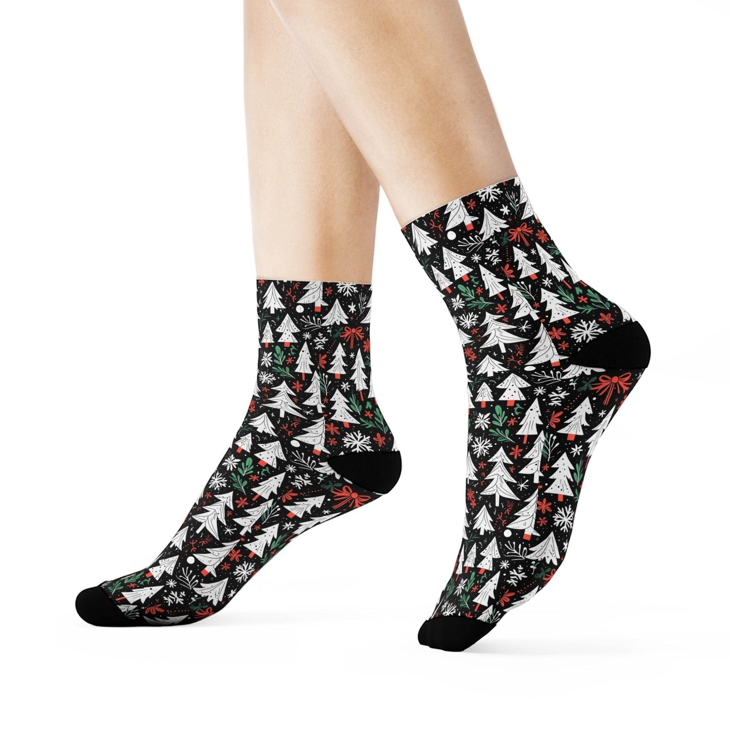 Christmas Tree Polyester Crew Socks 3 sizes - DeRose Seasonal
