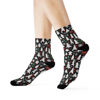 Christmas Tree Polyester Crew Socks 3 sizes - DeRose Seasonal