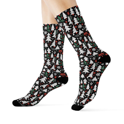 Christmas Tree Polyester Crew Socks 3 sizes - DeRose Seasonal