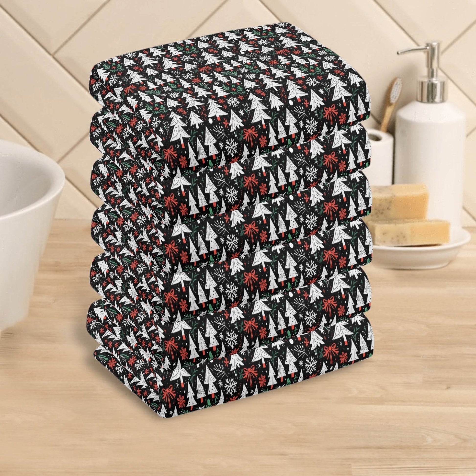 Christmas Tree Hand Towels (6 Pcs) - DeRose Seasonal