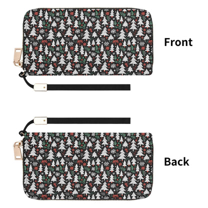 Christmas Tree Women's Leather Zipper Wristlet Wallet - DeRose Seasonal