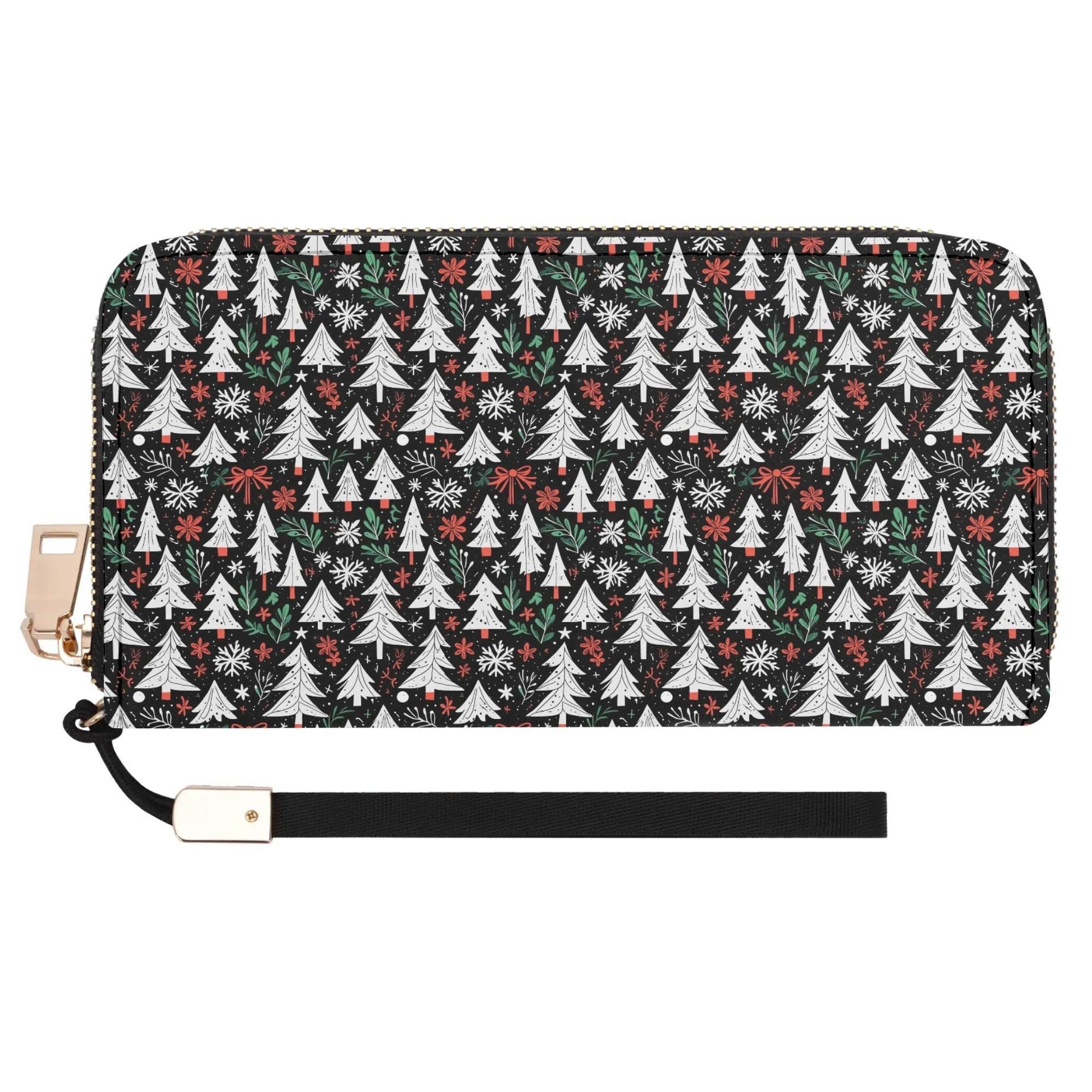 Christmas Tree Women's Leather Zipper Wristlet Wallet - DeRose Seasonal