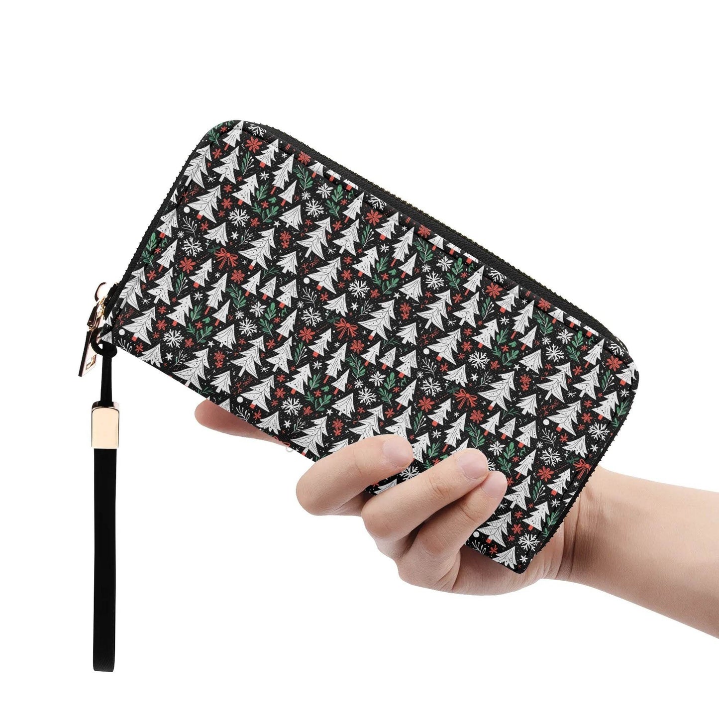 Christmas Tree Women's Leather Zipper Wristlet Wallet - DeRose Seasonal