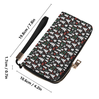 Christmas Tree Women's Leather Zipper Wristlet Wallet - DeRose Seasonal