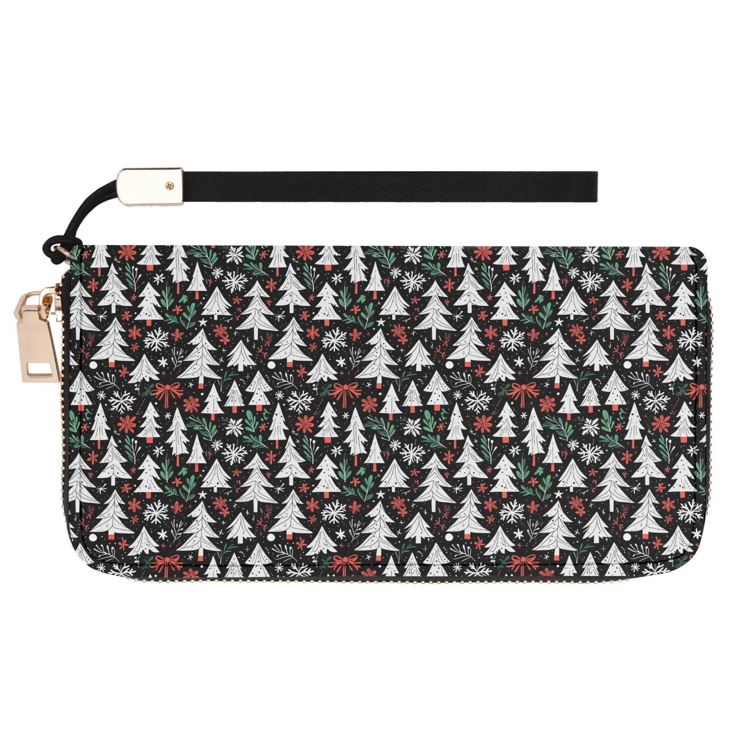 Christmas Tree Women's Leather Zipper Wristlet Wallet - DeRose Seasonal