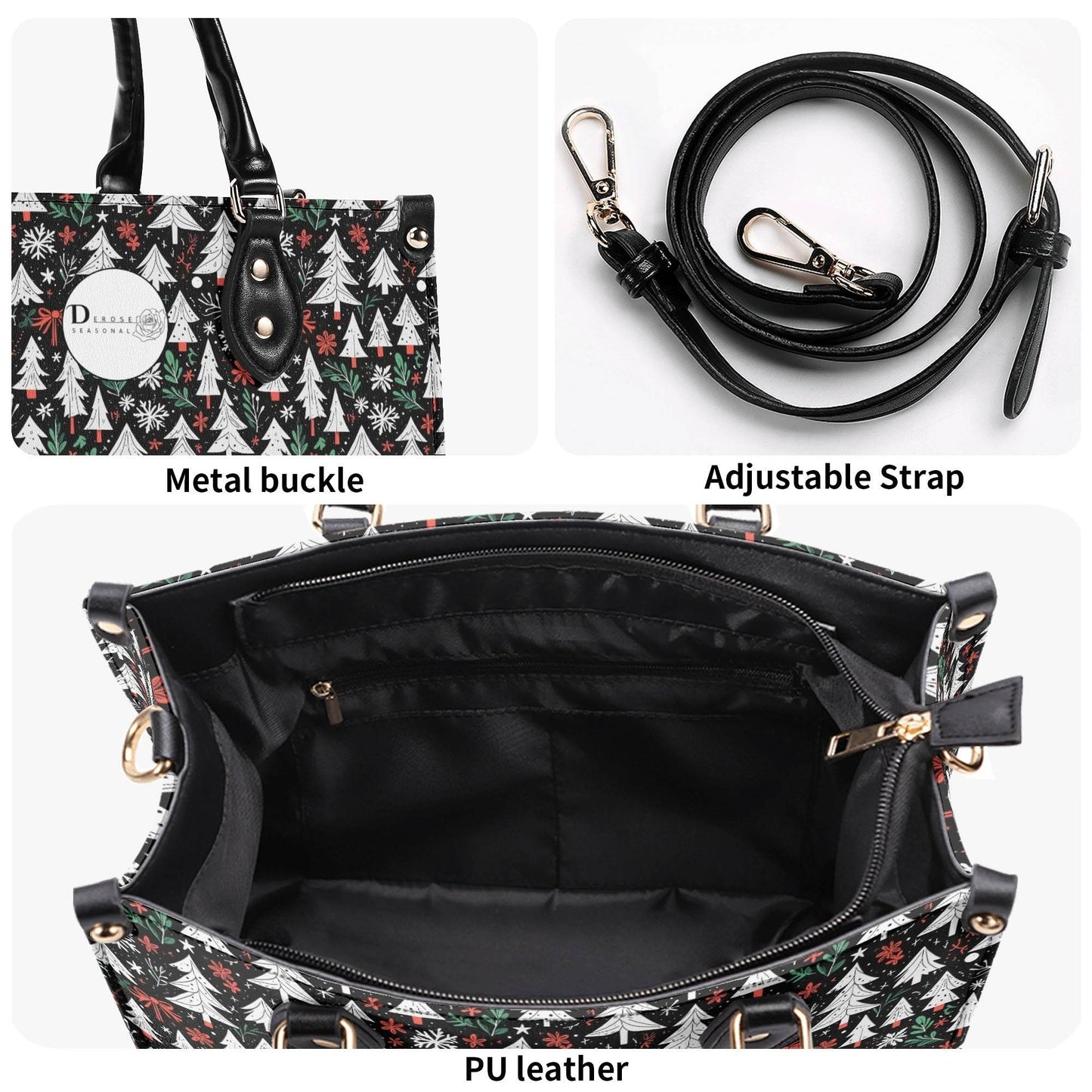 Christmas Tree Luxury Women Leather Handbag (3 sizes) - DeRose Seasonal