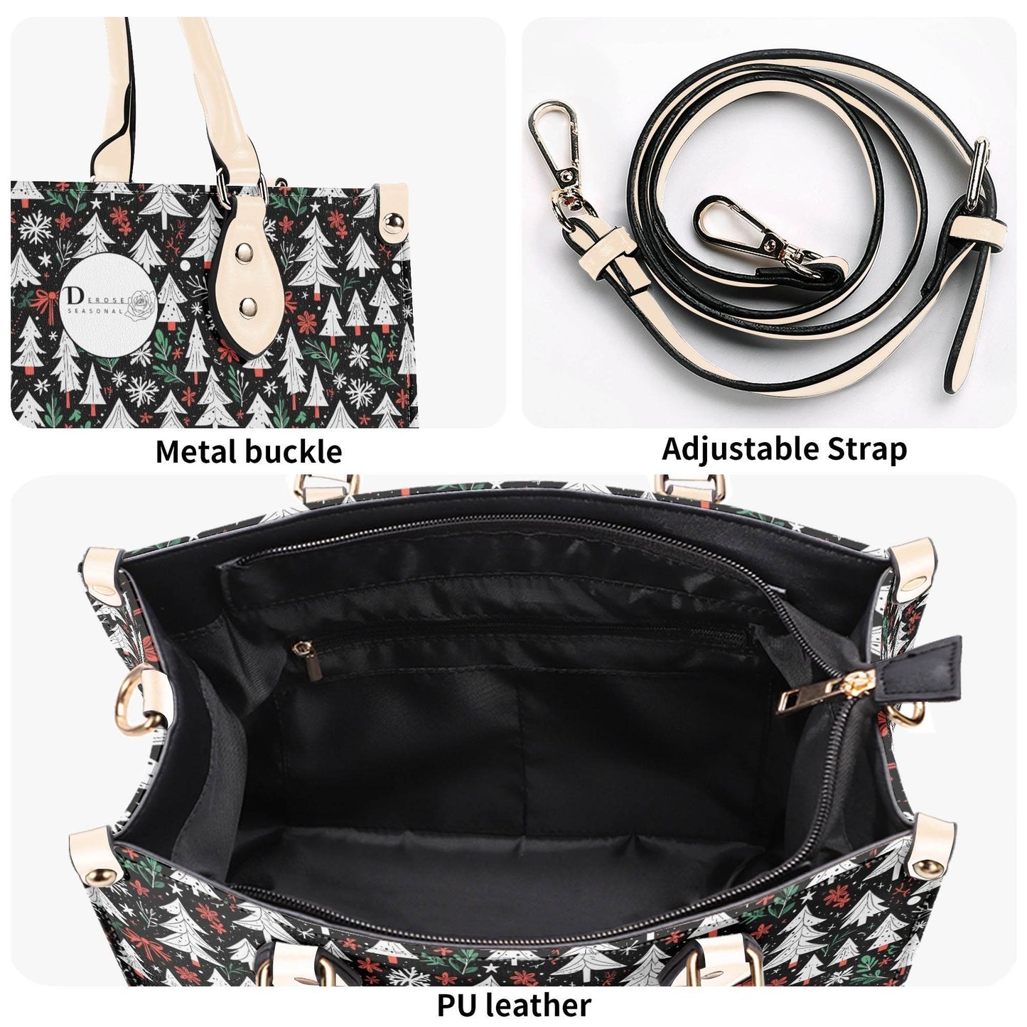 Christmas Tree Luxury Women Leather Handbag (3 sizes) - DeRose Seasonal
