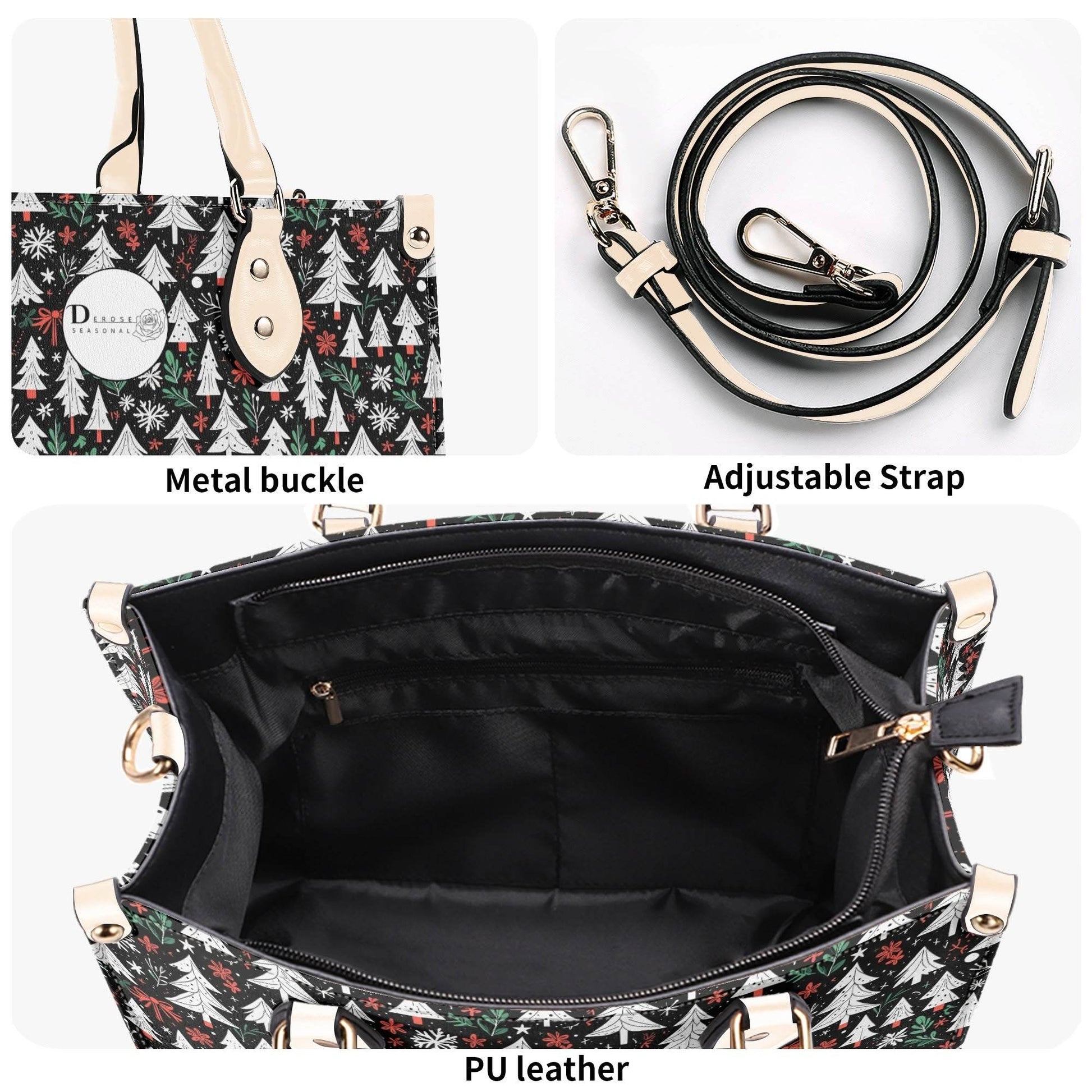 Christmas Tree Luxury Women Leather Handbag (3 sizes) - DeRose Seasonal
