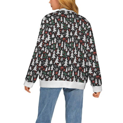 Christmas Tree Women's Cardigan Button Sweater Custom Women's Cardigan (Model H73) - DeRose Seasonal
