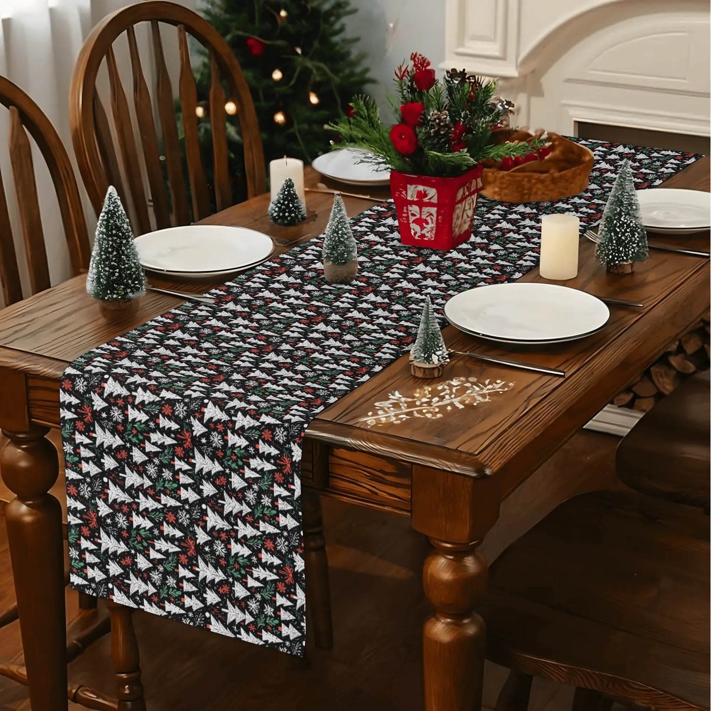 Christmas Trees Polyester Table Runner - DeRose Seasonal