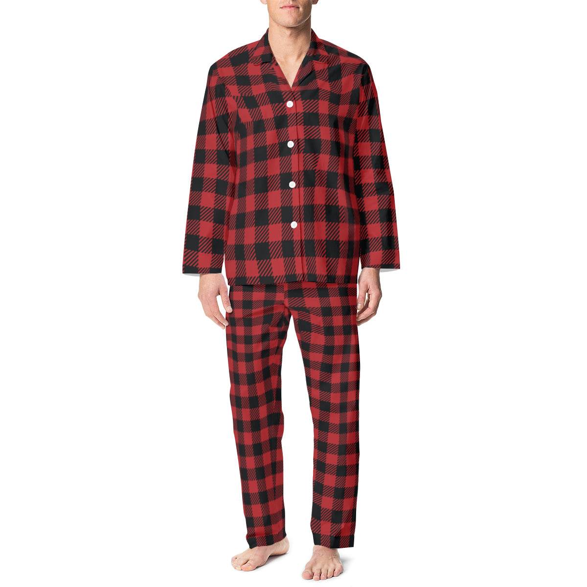 Classic Red Plaid Unisex Pajama Set (Multi-Faceted Design) | Flannel - DeRose Seasonal