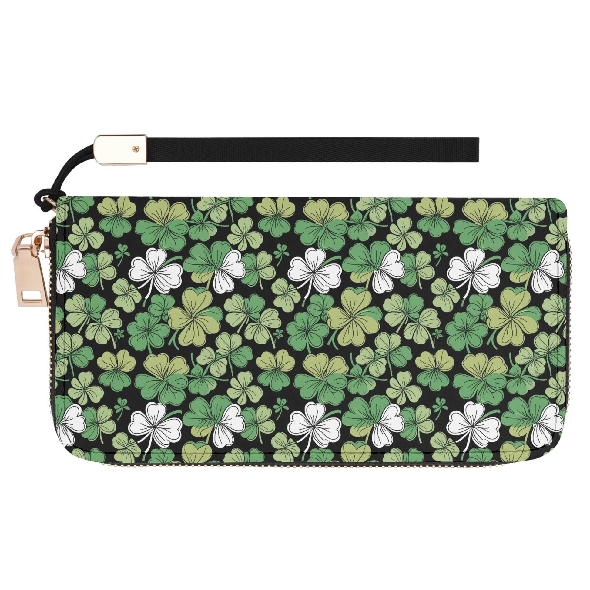Clover Patch Leather Women's Zipper Wristlet Wallet - DeRose Seasonal