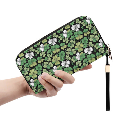 Clover Patch Leather Women's Zipper Wristlet Wallet - DeRose Seasonal