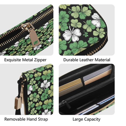 Clover Patch Leather Women's Zipper Wristlet Wallet - DeRose Seasonal