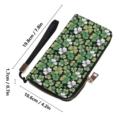 Clover Patch Leather Women's Zipper Wristlet Wallet - DeRose Seasonal