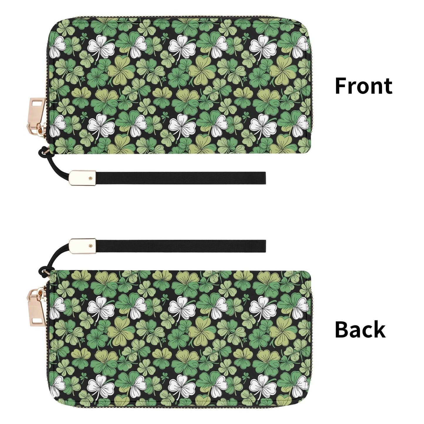 Clover Patch Leather Women's Zipper Wristlet Wallet - DeRose Seasonal