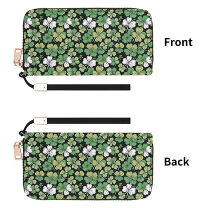 Clover Patch Leather Women's Zipper Wristlet Wallet - DeRose Seasonal