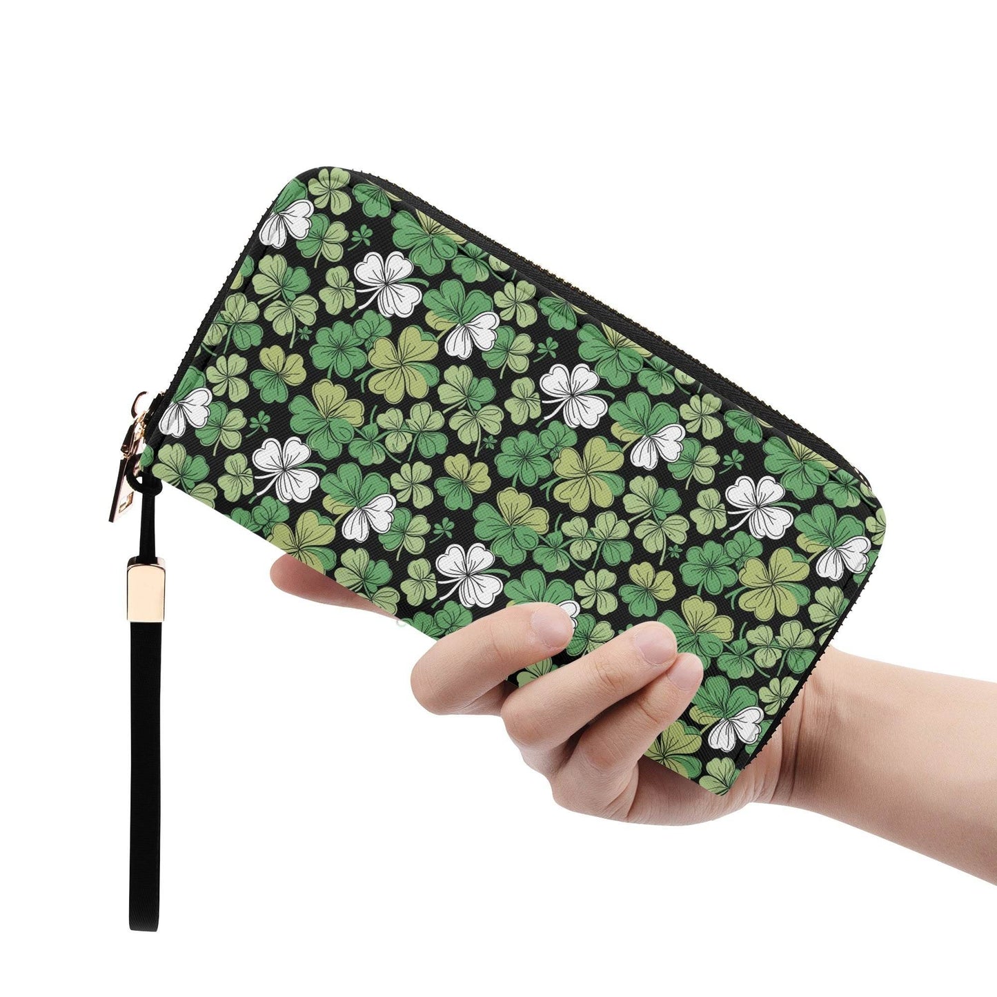 Clover Patch Leather Women's Zipper Wristlet Wallet - DeRose Seasonal