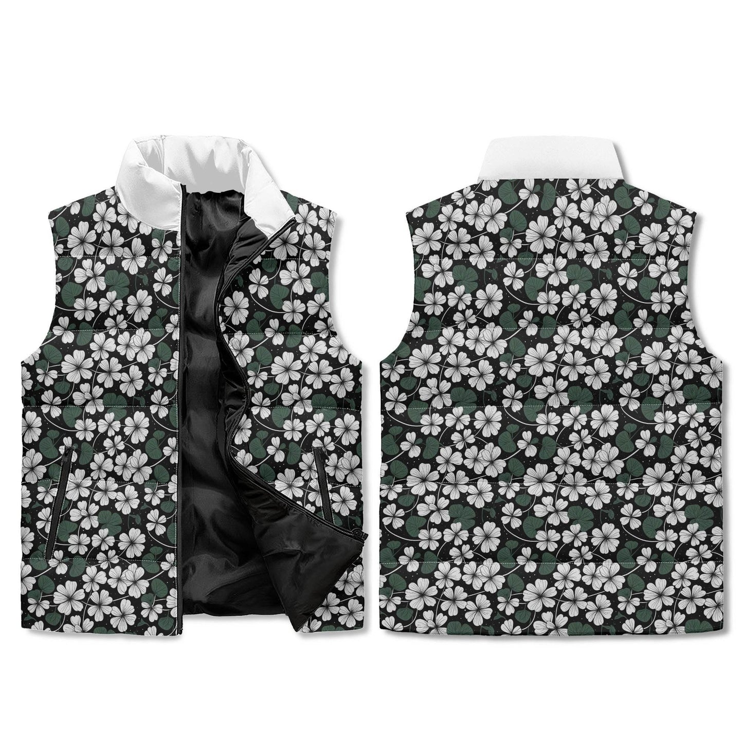 Clover Patch Unisex Lightweight Stand Collar Zip Up Puffer Vest - DeRose Seasonal