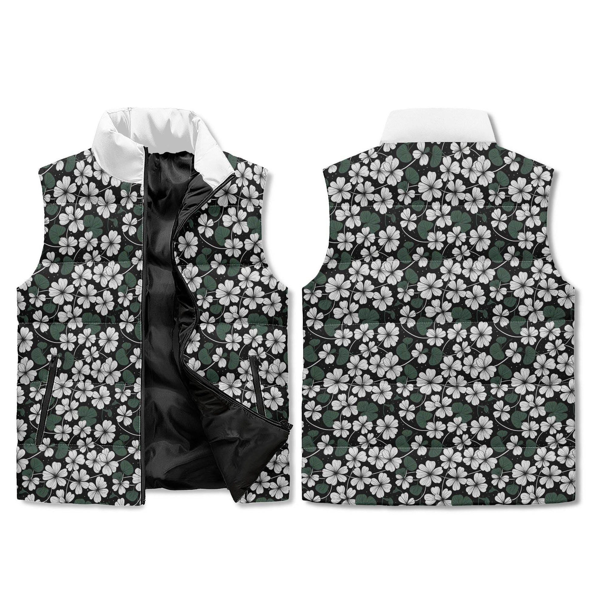Clover Patch Unisex Lightweight Stand Collar Zip Up Puffer Vest - DeRose Seasonal