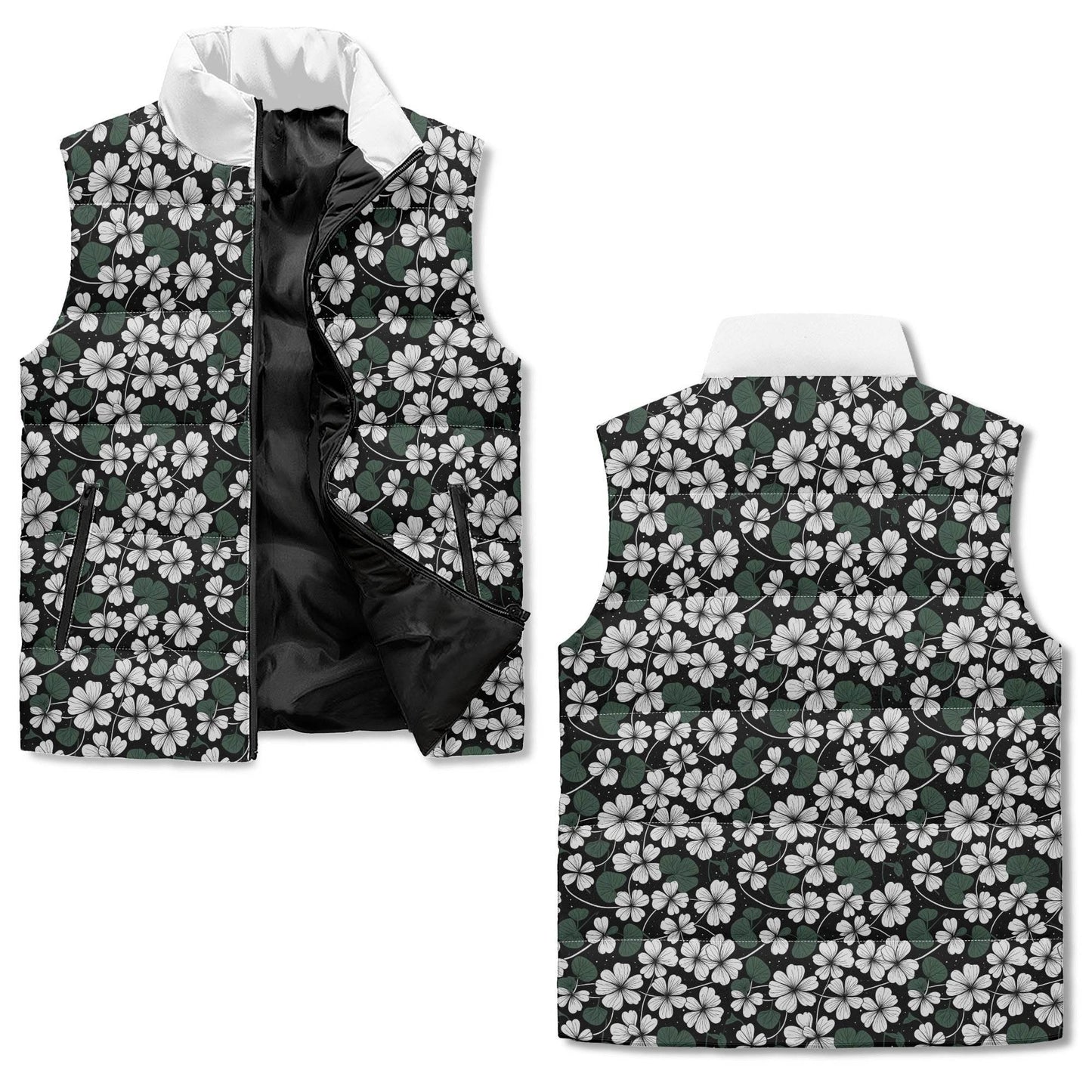 Clover Patch Unisex Lightweight Stand Collar Zip Up Puffer Vest - DeRose Seasonal