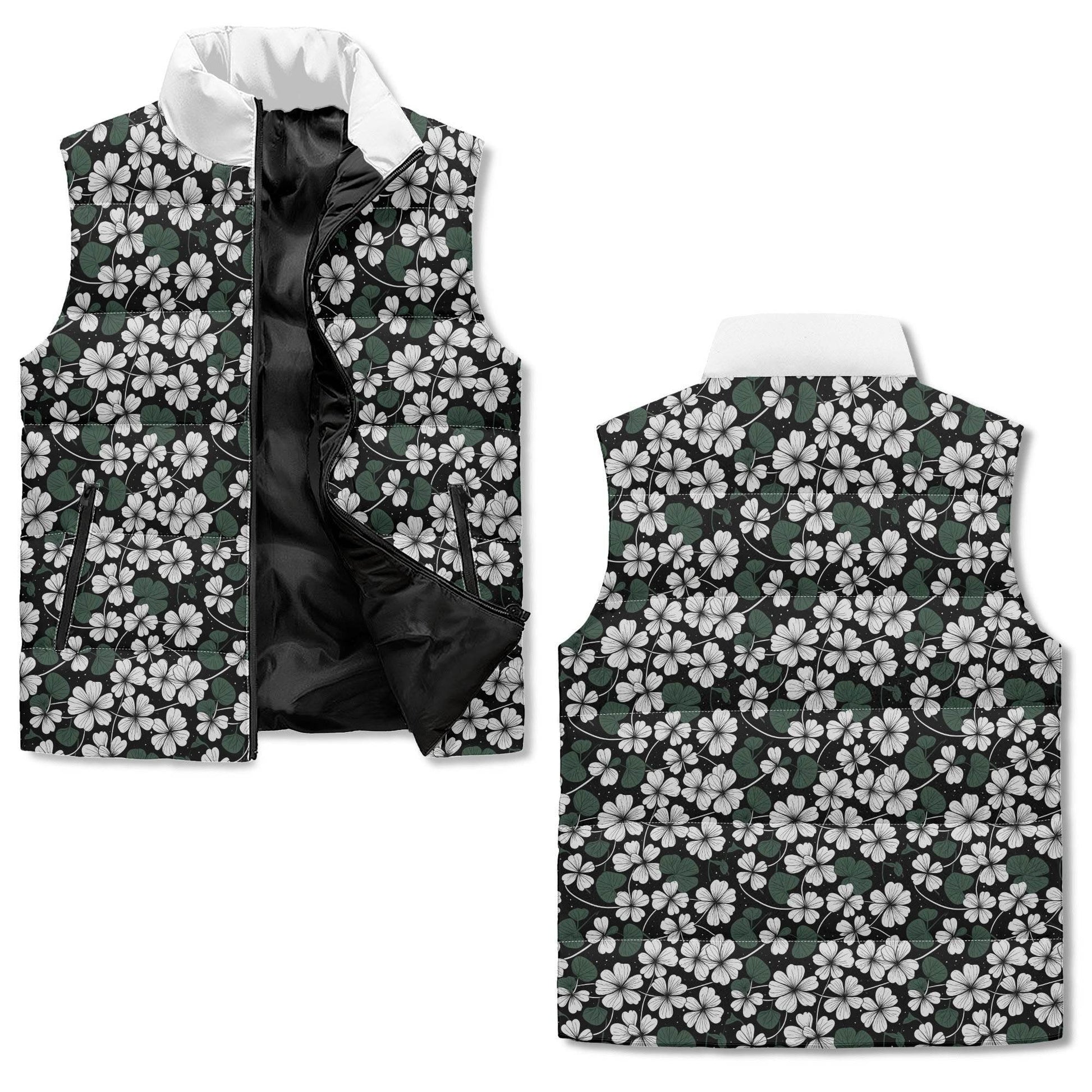 Clover Patch Unisex Lightweight Stand Collar Zip Up Puffer Vest - DeRose Seasonal