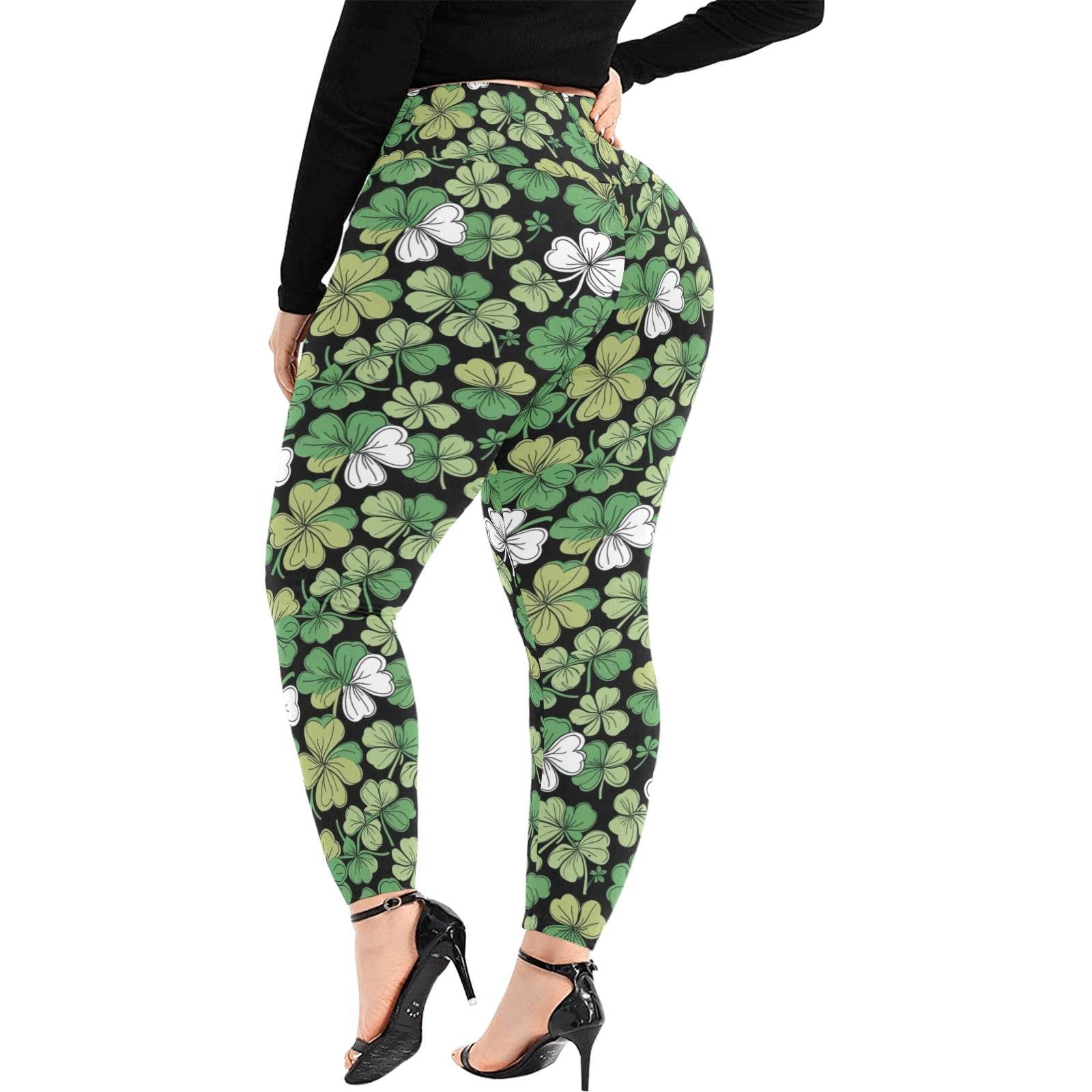 Clover Patch Women's Plus Size High Waited Leggings Women's High Waist Leggings(Plus Size)(ModelL45) - DeRose Seasonal