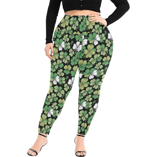 Clover Patch Women's Plus Size High Waited Leggings Women's High Waist Leggings(Plus Size)(ModelL45) - DeRose Seasonal