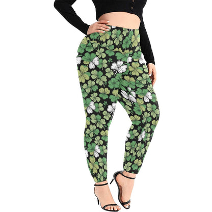 Clover Patch Women's Plus Size High Waited Leggings Women's High Waist Leggings(Plus Size)(ModelL45) - DeRose Seasonal