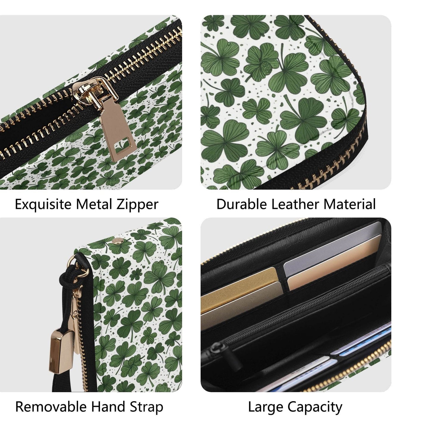 Clovers Leather Women's Zipper Wristlet Wallet - DeRose Seasonal
