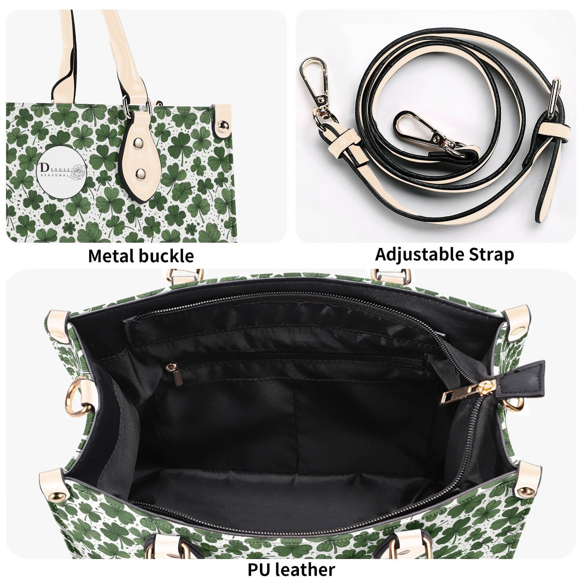 Clovers Luxury Women Leather Handbag (3 sizes) - DeRose Seasonal