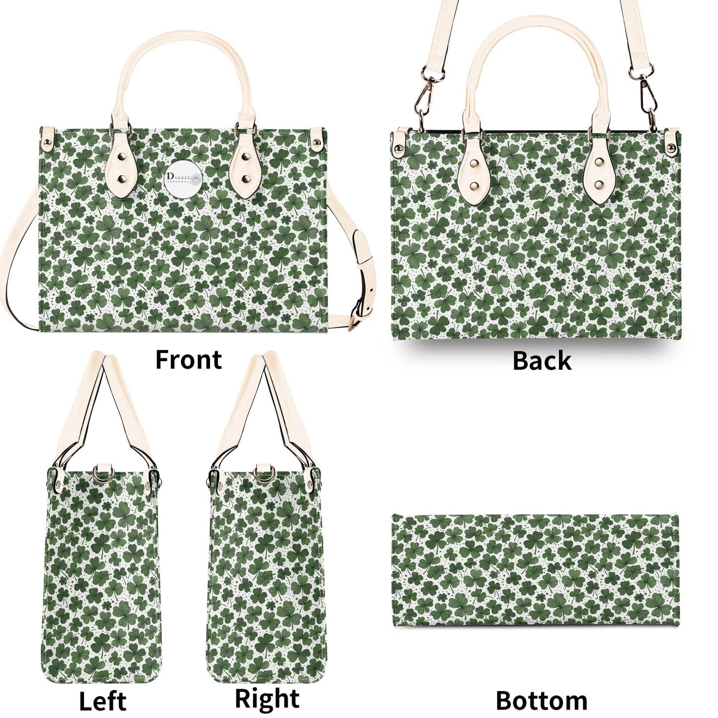 Clovers Luxury Women Leather Handbag (3 sizes) - DeRose Seasonal